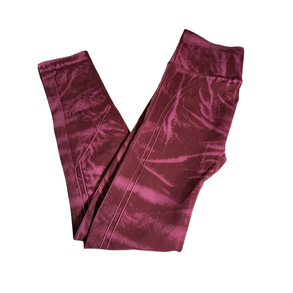 Lululemon Swiftly‎ Tech Leggings Women 4 Burgundy Excellent Marble High Rise